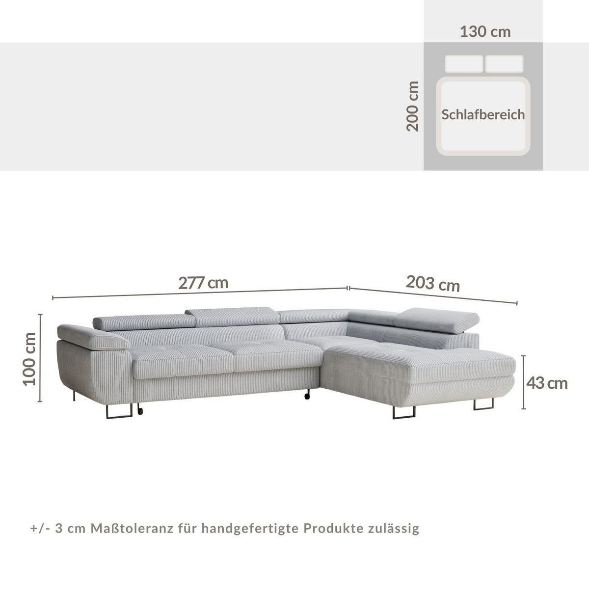 ECKSOFA MIT SCHLAFFUNKTION Concord Anthrazit Samtstoff - Anthrazit/Schwarz, Holz/Holzwerkstoff (277/203cm) - Maison de Reve