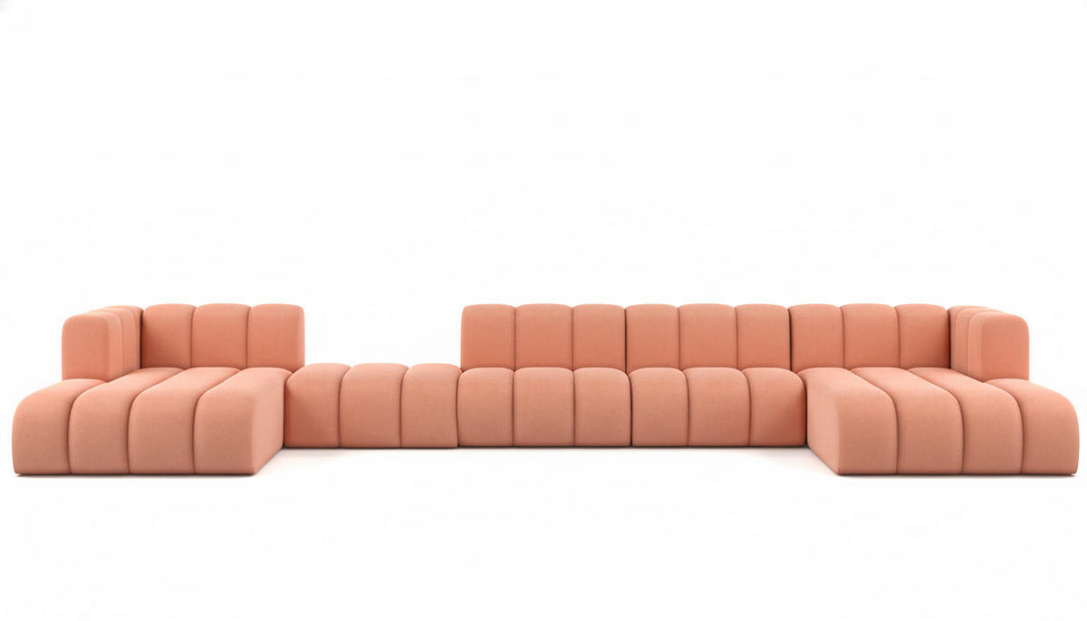 ECKSOFA U-Form Grand U Big XL 500 cm, Velourstoff Salvador, Rosa - Pink, Holz (500/179cm) - Kaiser Möbel
