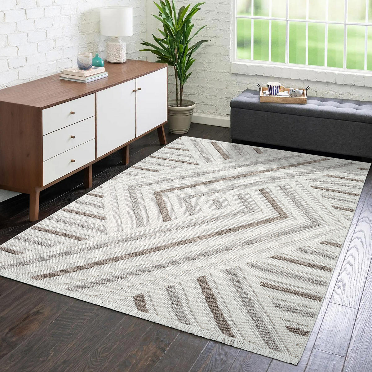 KURZFLOR-TEPPICH Lindo 7590 Creme 200x290 cm - Beige/Creme, Textil (200/290cm) - carpet city