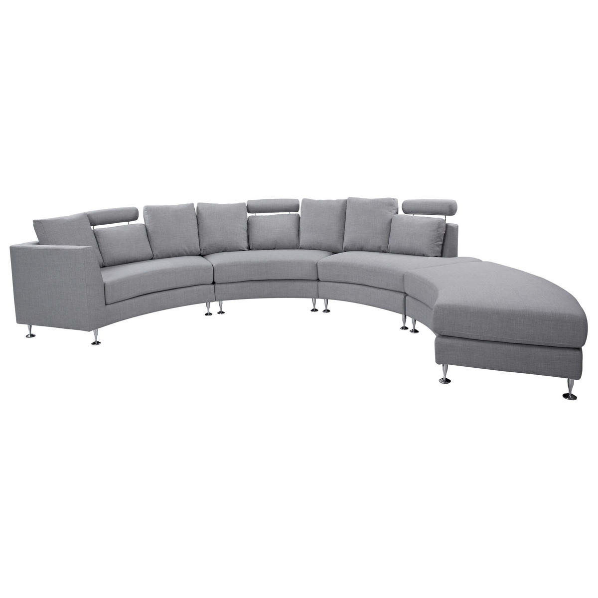 7-SITZER-SOFA mit Ottomane Polyester Grau Rotunde - Grau, Textil (448/76/236cm) - Beliani