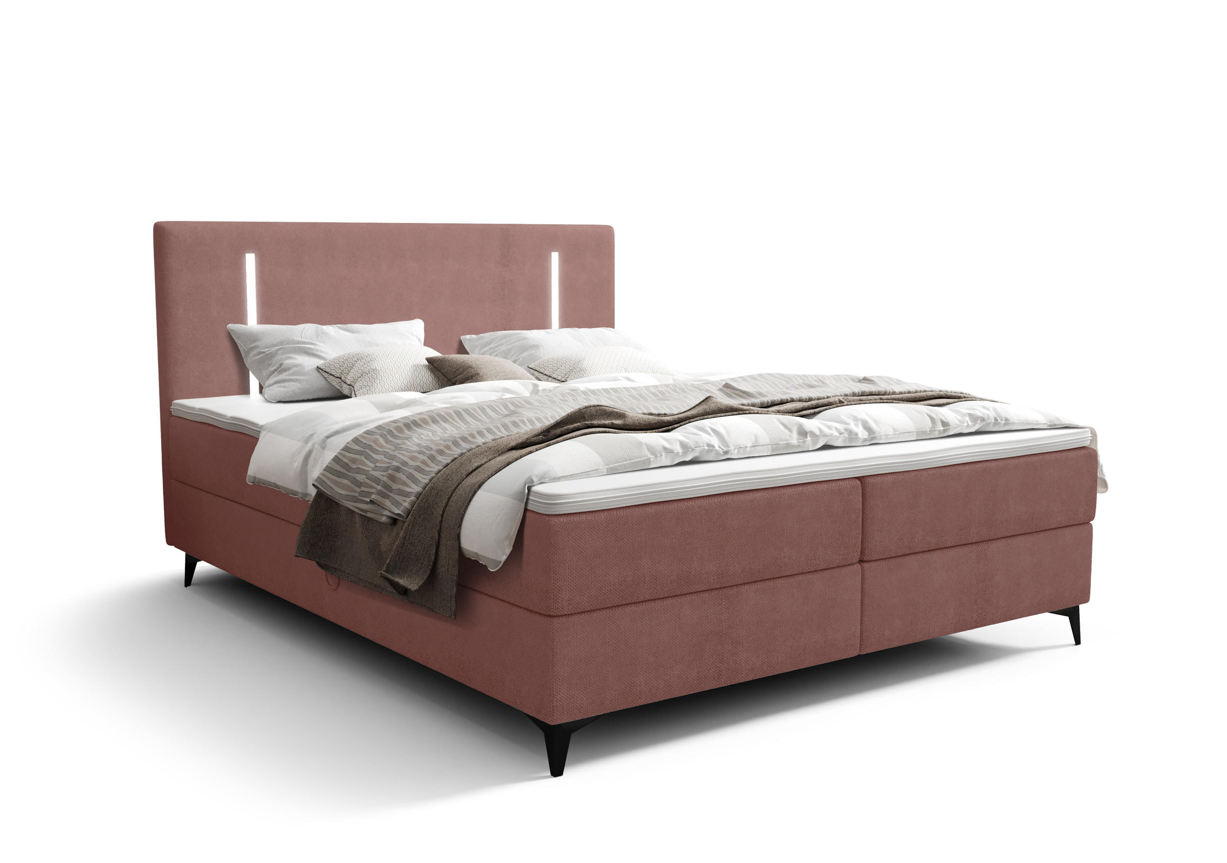 BOXBETT ONO mit Matratze H3, Bonell und Topper 180x200 CURIO 63 - Pink, Textil (180/200cm) - Bedante