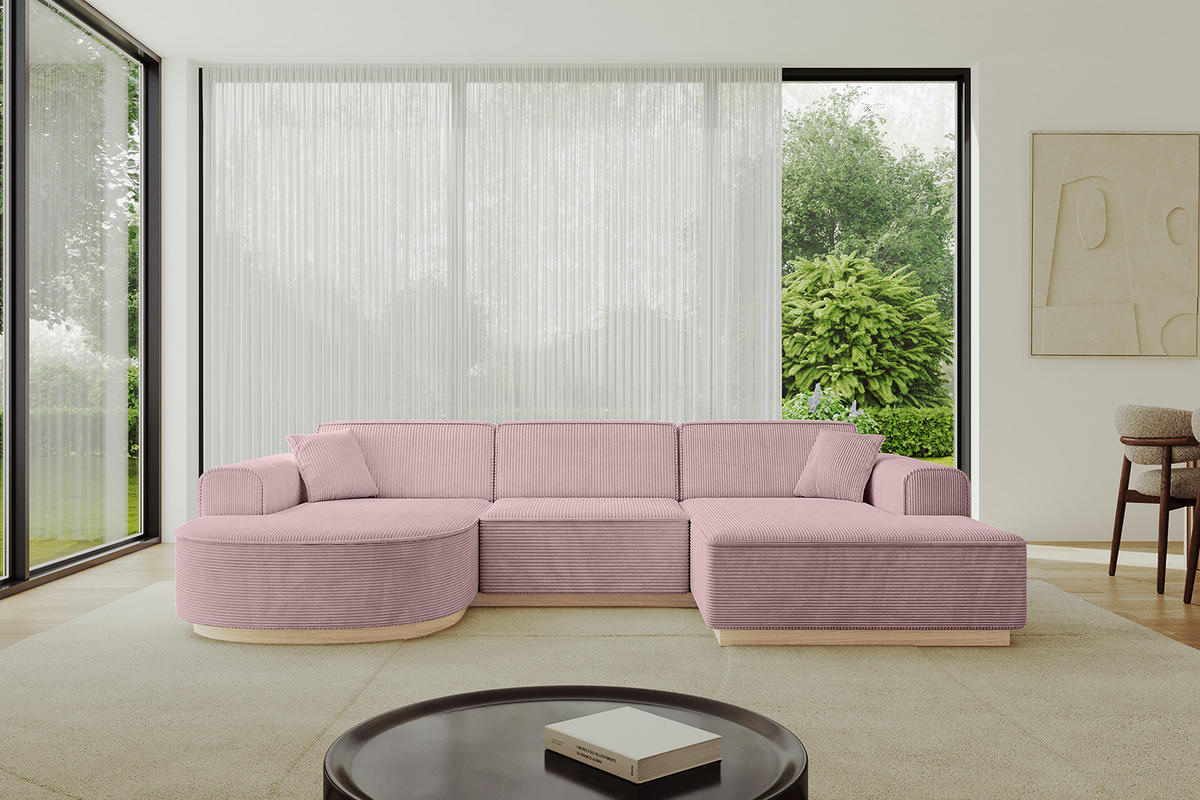 WOHNLANDSCHAFT ARRIO-U1 303x171x83 cm Rosa - Rosa, Holzwerkstoff/Textil (303/83/171cm) - ALTDECOR