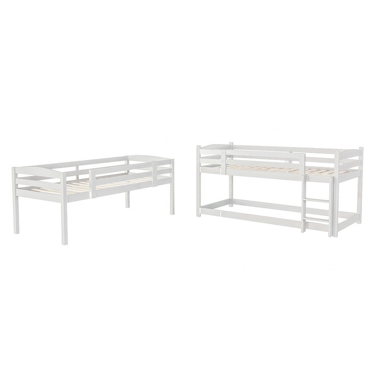 ETAGENBETT 90/200 cm & 90/200 cm & 90/200 cm in Weiß - Weiß, Holz/Holzwerkstoff (90/200cm) - WISHDOR