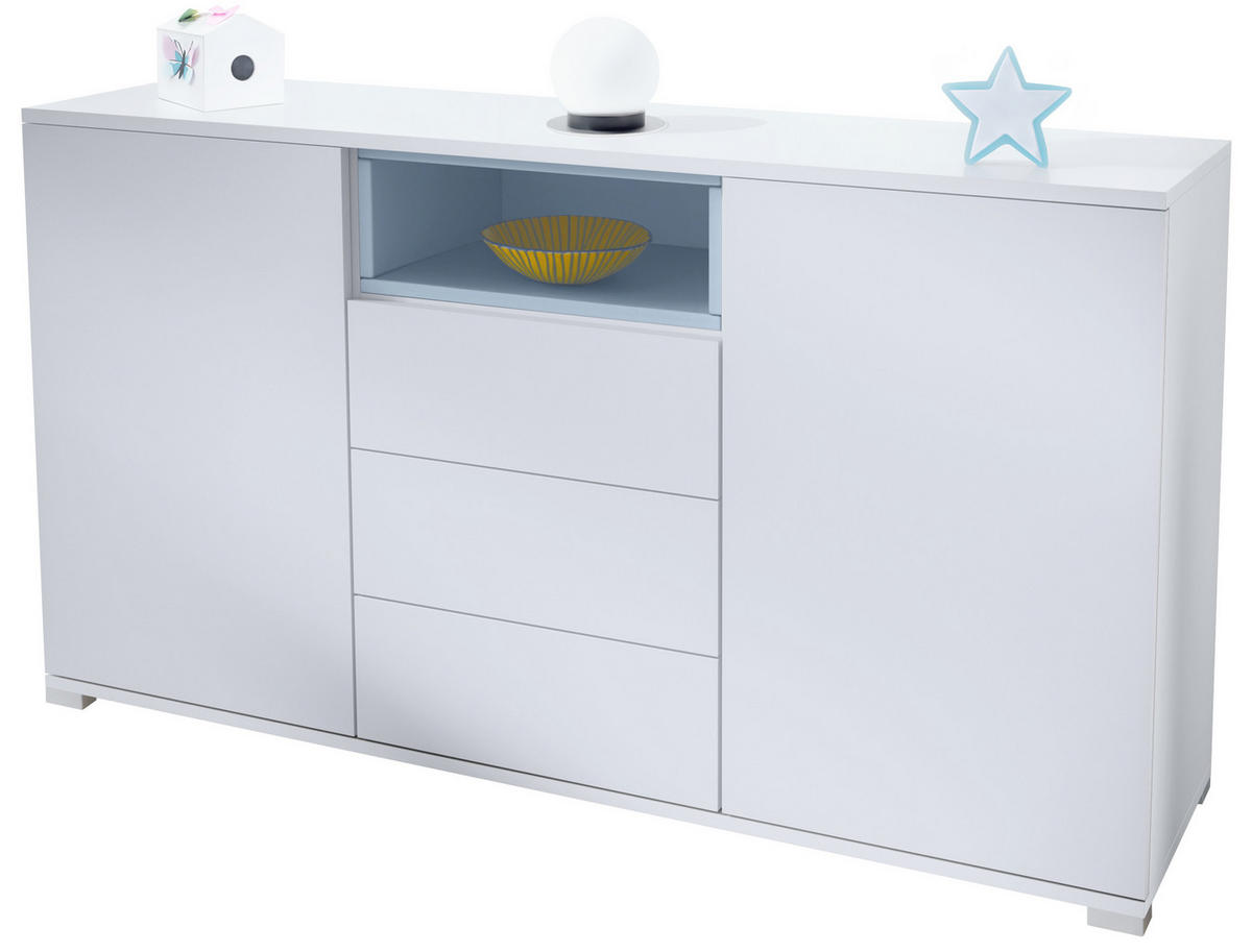 SIDEBOARD Skadu Denim matt - Pastellblau, Holzwerkstoff (138.5/75.5/35cm) - Vladon