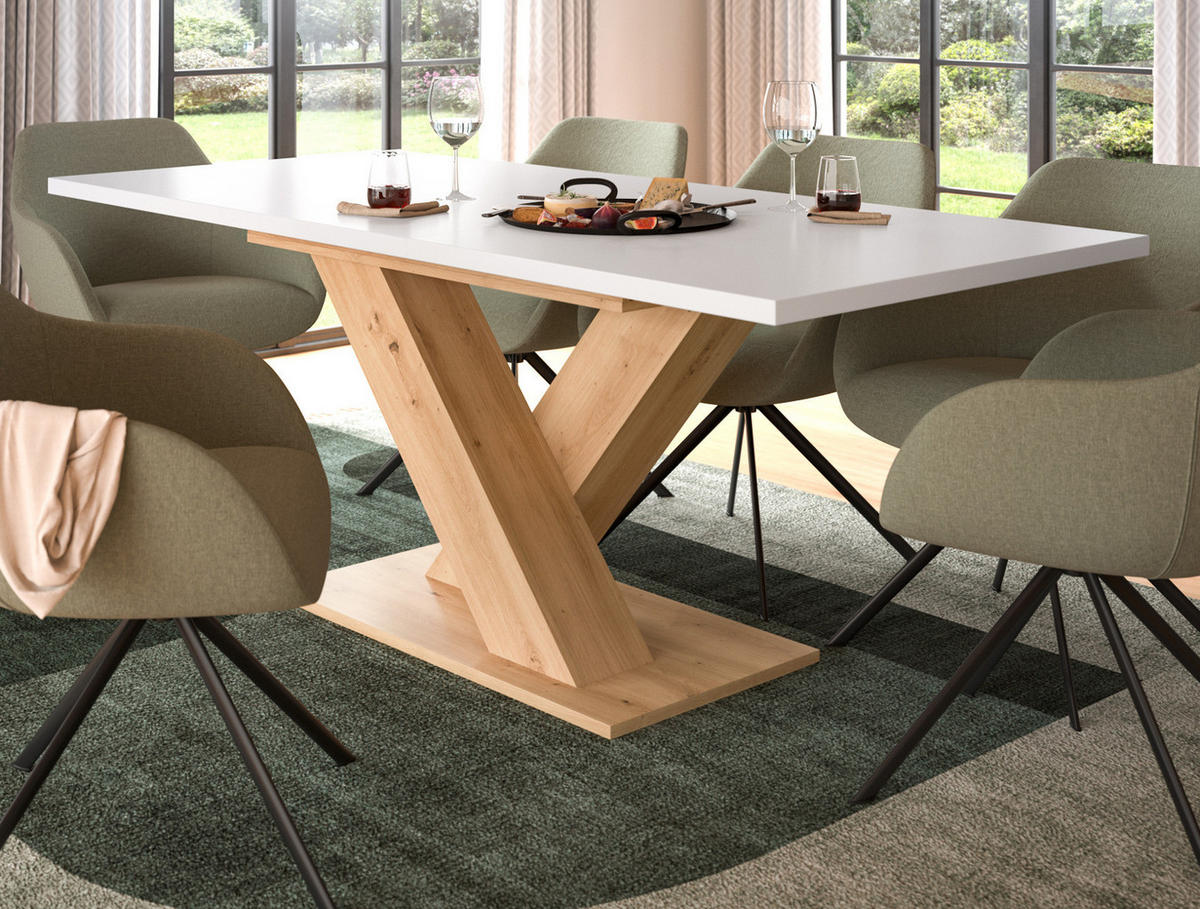 ESSTISCH weiß, Eiche Artisan, Küchentisch ausziehbar 150 - 190 cm - Eiche Artisan/Weiß, Holzwerkstoff/Metall (150/90/76cm) - Inn.Furn