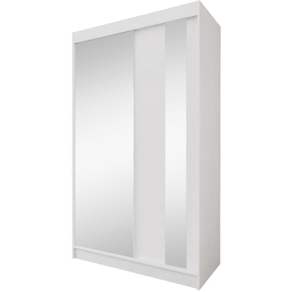 SCHWEBETÜRENSCHRANK Gaja 120/216/61 weiß mit Spiegel und Schubladen - Weiß, Holzwerkstoff (120/216/61cm) - Beautysofa