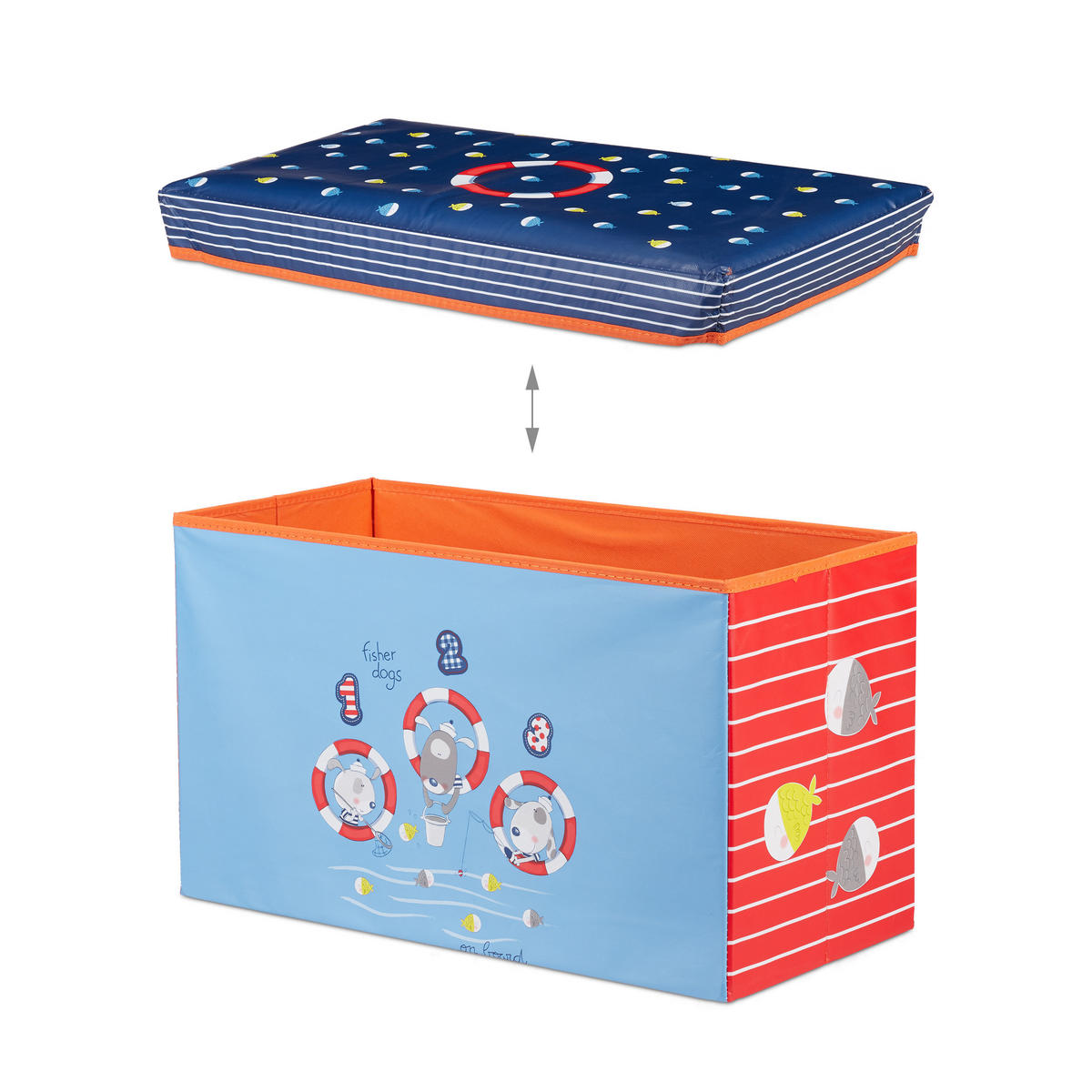 SITZBOX - Multicolor, Holzwerkstoff/Textil (60.5/36/30.5cm) - Relaxdays