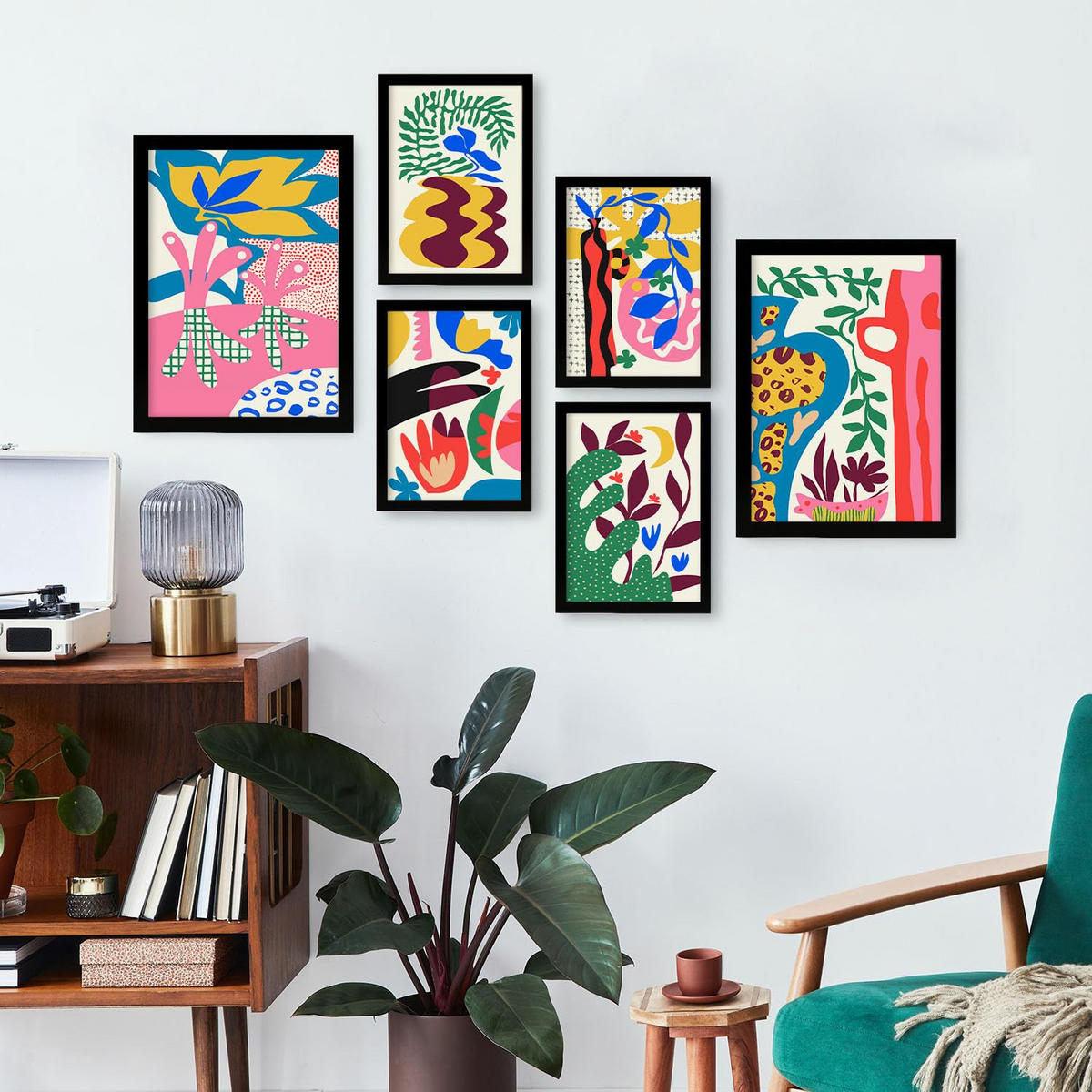 POSTER Set Mit 6 Erlöser Feen In Blume Zusammenfassung Ästhetische Dekorative Gemälde Für Ihr Wohnzimmer Schlafzimmer Zuhause A3 & A4 Schwarzer Rahmen - Schwarz, Papier (29/3cm) - Nacnic