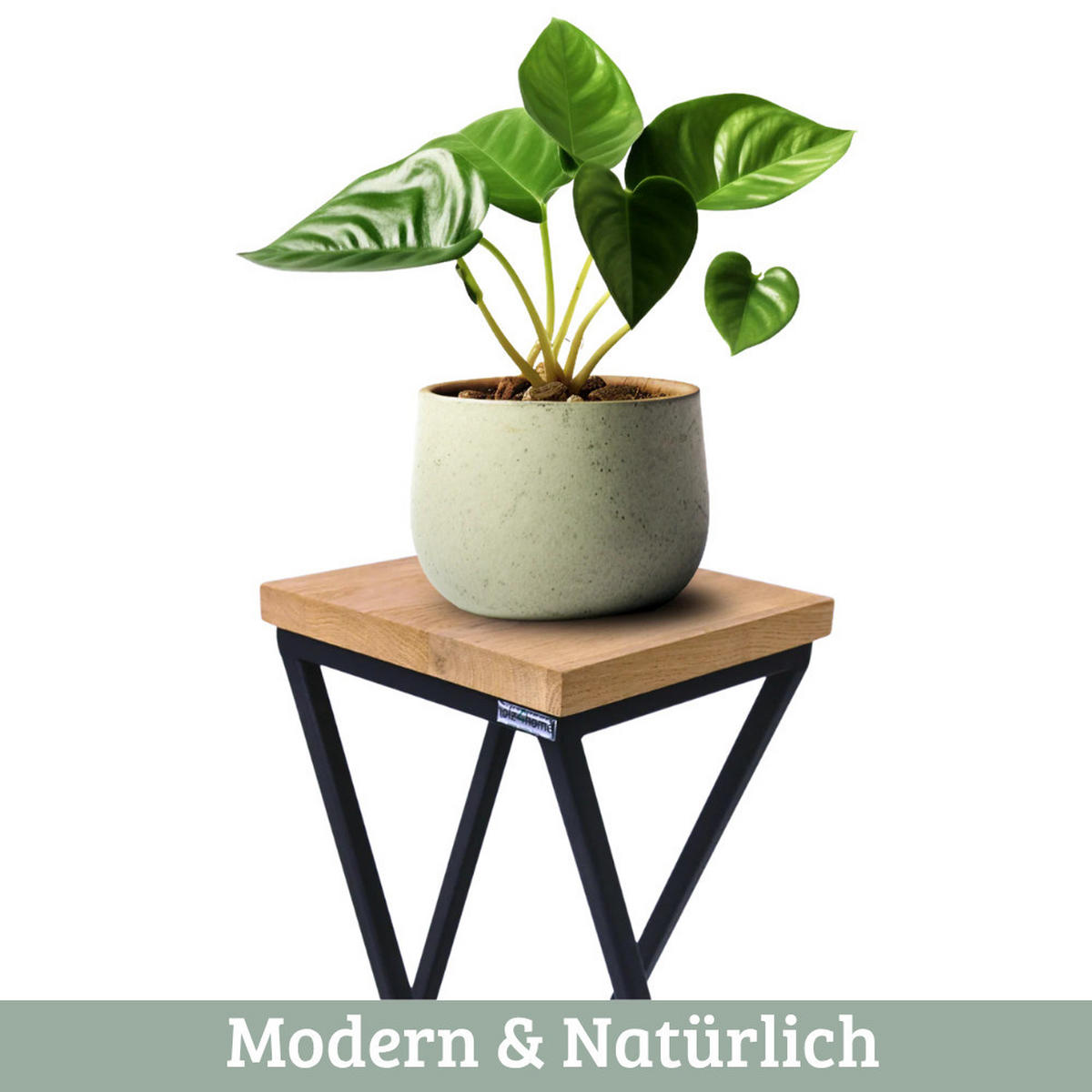 BLUMENSTÄNDER Holz Metallgestell KABRI 50 cm hoch Eichenholz - Braun, Holz (20/50/21cm) - DELUKE