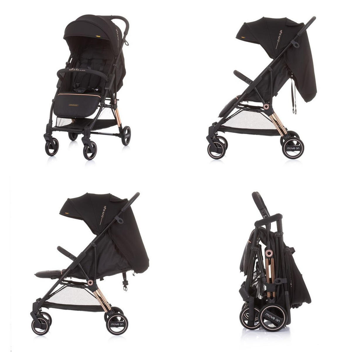 KINDERWAGEN Move on 6 kg dunkelbraun 6 kg klappbar gefederte Vorderräder verstellbar - Braun, Metall (77/49/100cm) - Chipolino