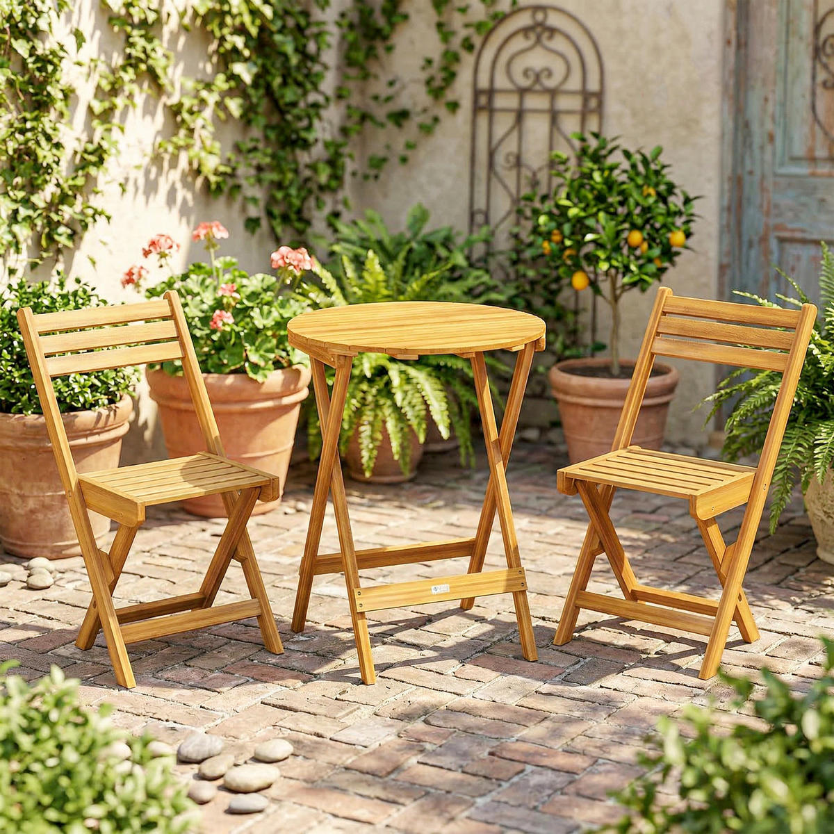 BALKONSET DE-14207 klappbar, Akazienholz Natur - Naturfarben, Holz - ComfortXL