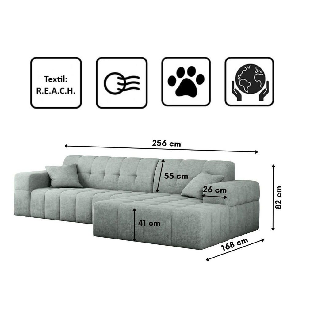 Thumbnail - Kaiser Möbel Ecksofa, Mintgrün, Holz, L-Form,L-Form, 265x168 cm, Wohnzimmer, Sofas & Couches, Wohnlandschaften, Ecksofas