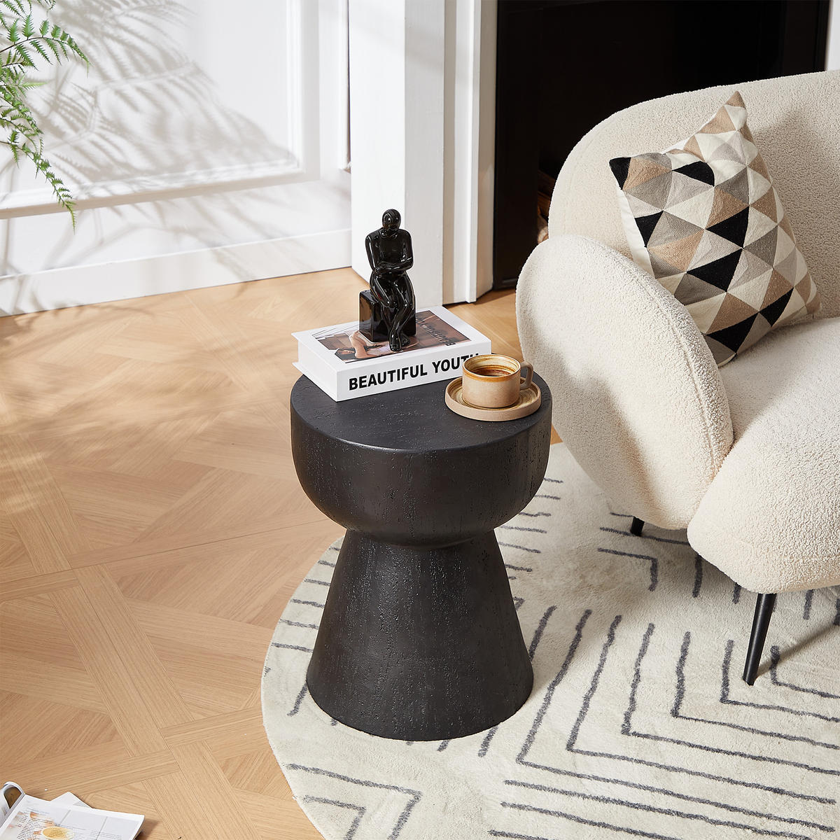 BEISTELLTISCH Rund Schwarz 45 x 45 x 52 cm - Schwarz, Metall (40/40/51cm) - Nordlys