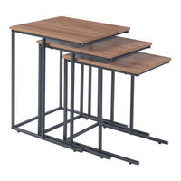SATZTISCH Augustenborg im 3er Set - Nussbaumfarben/Schwarz, Holzwerkstoff/Metall (46/51/61cm) - [en.casa]