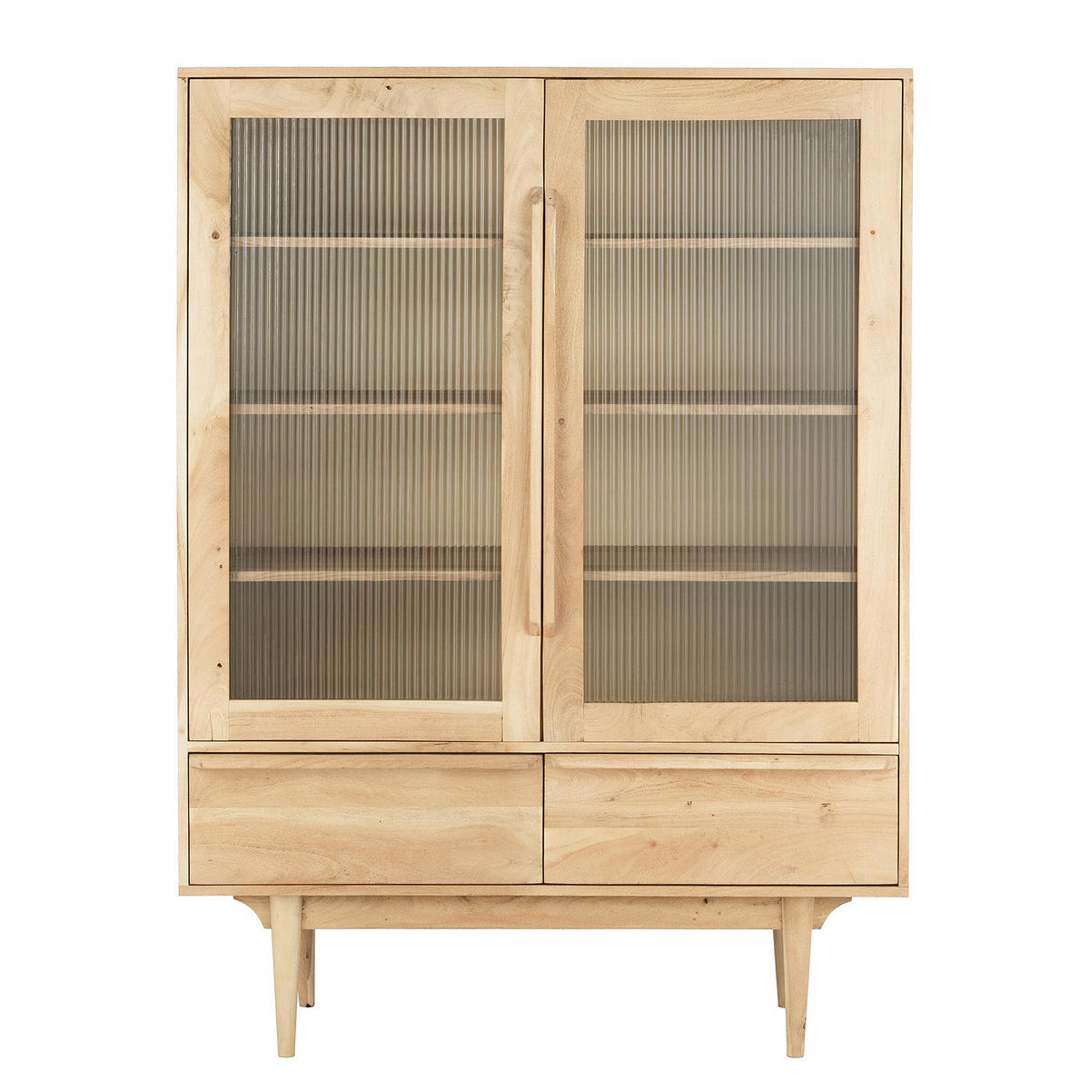 MASSIVER VITRINENSCHRANK - Akazie massiv - Akaziefarben, Glas/Holz (110/150/40cm) - home24