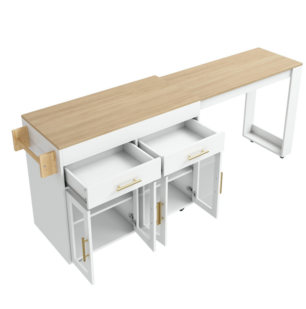 KÜCHENINSEL ausziehbar 132,5-217 x 50 x 93 cm MDF Weiß - Weiß, Holz (50/93/217cm) - Beauniv