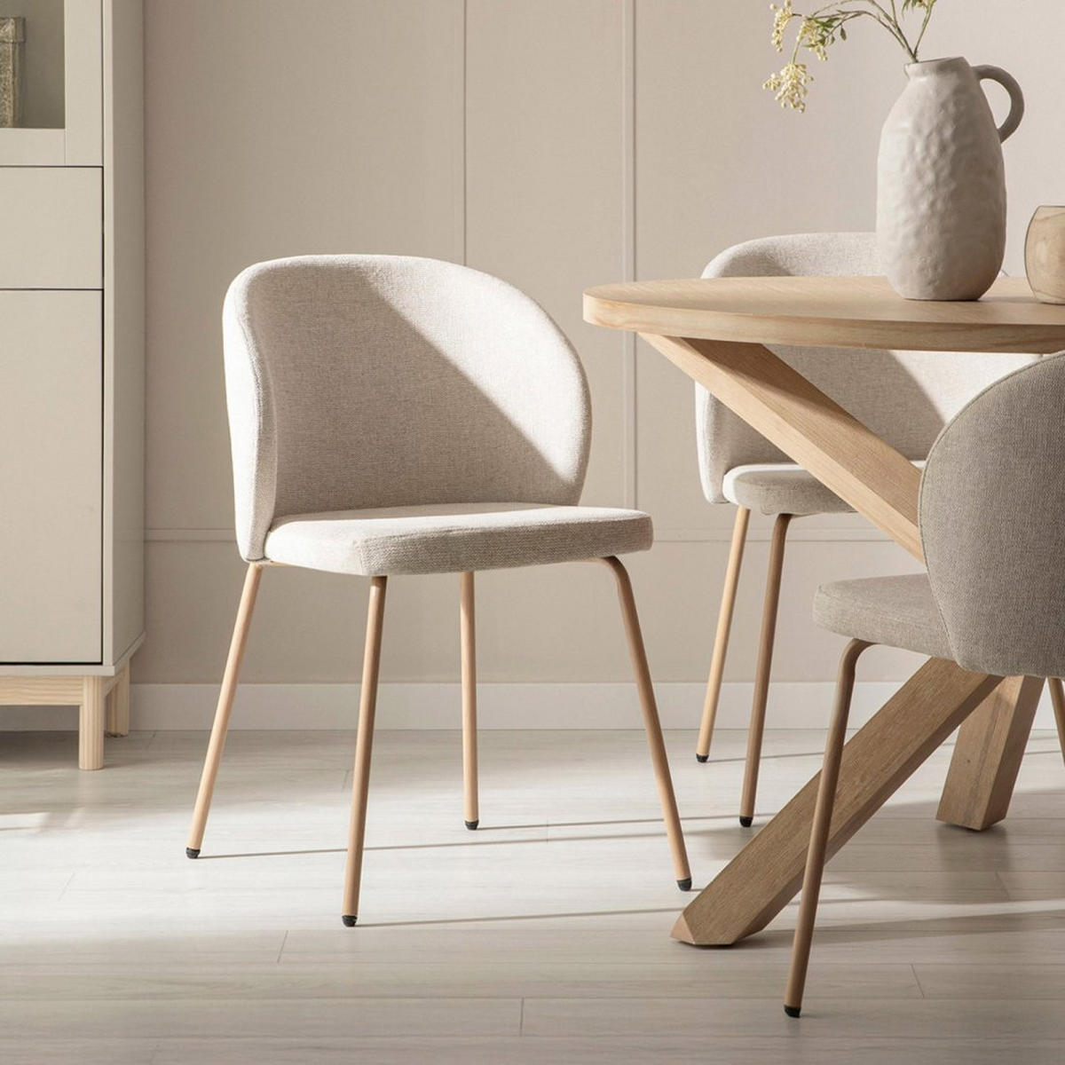 ESSZIMMERSTUHL Norah Beige 49 cm x 80 cm 4er-Set - Beige, Textil (49/80/56cm) - Klast Home