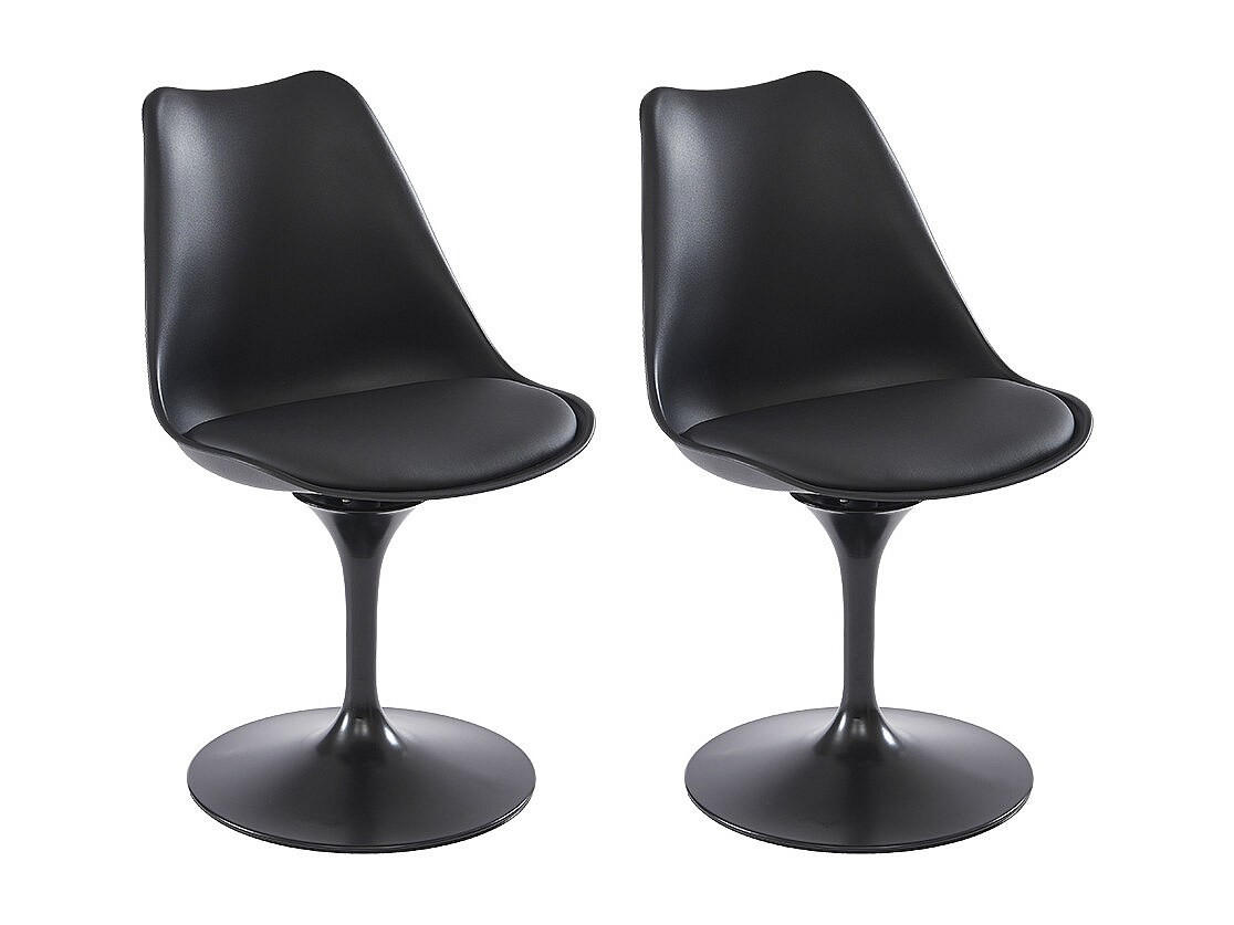 STUHL 2er-Set - Polypropylen, Kunstleder & Metall - Schwarz - XAFY - Schwarz, Kunststoff (56.5/82/49cm) - Vente-Unique