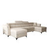 WOHNLANDSCHAFT Ribella Creme 345/180/100 cm mit Schlaffunktion - Beige/Schwarz, Textil/Metall (345/100/180cm) - AX Living
