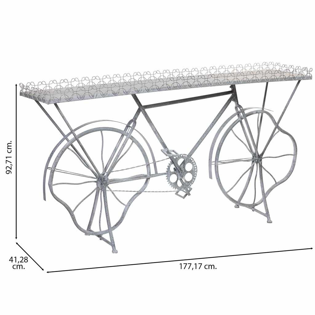 KONSOLENSTISCH Fahrrad aus Metall 177x41x92 cm Grau - Grau, Metall (41.28/177.17/92.71cm) - Wanderlust