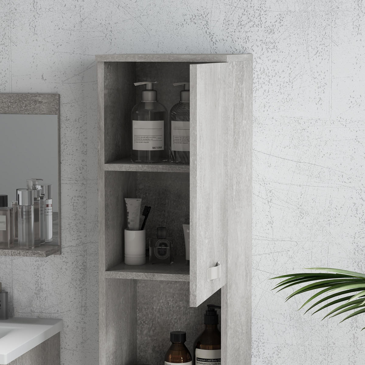BADEZIMMER 4-teilig DE-17305 Grau - Grau, Holzwerkstoff (30/131.5/30cm) - ComfortXL