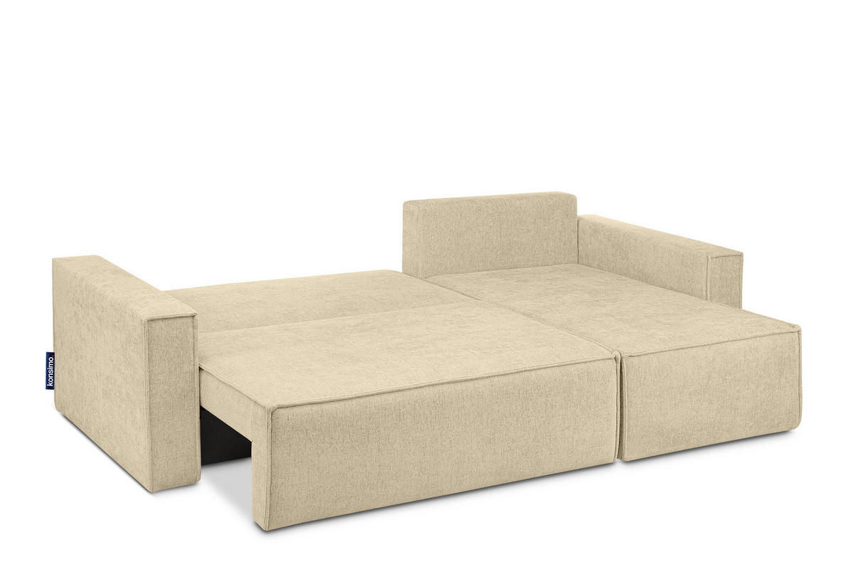 UNIVERSAL-ECKSOFA NAPI II mit Schlaffunktion, dunkelcreme - Creme, Textil (246/148cm) - KONSIMO®