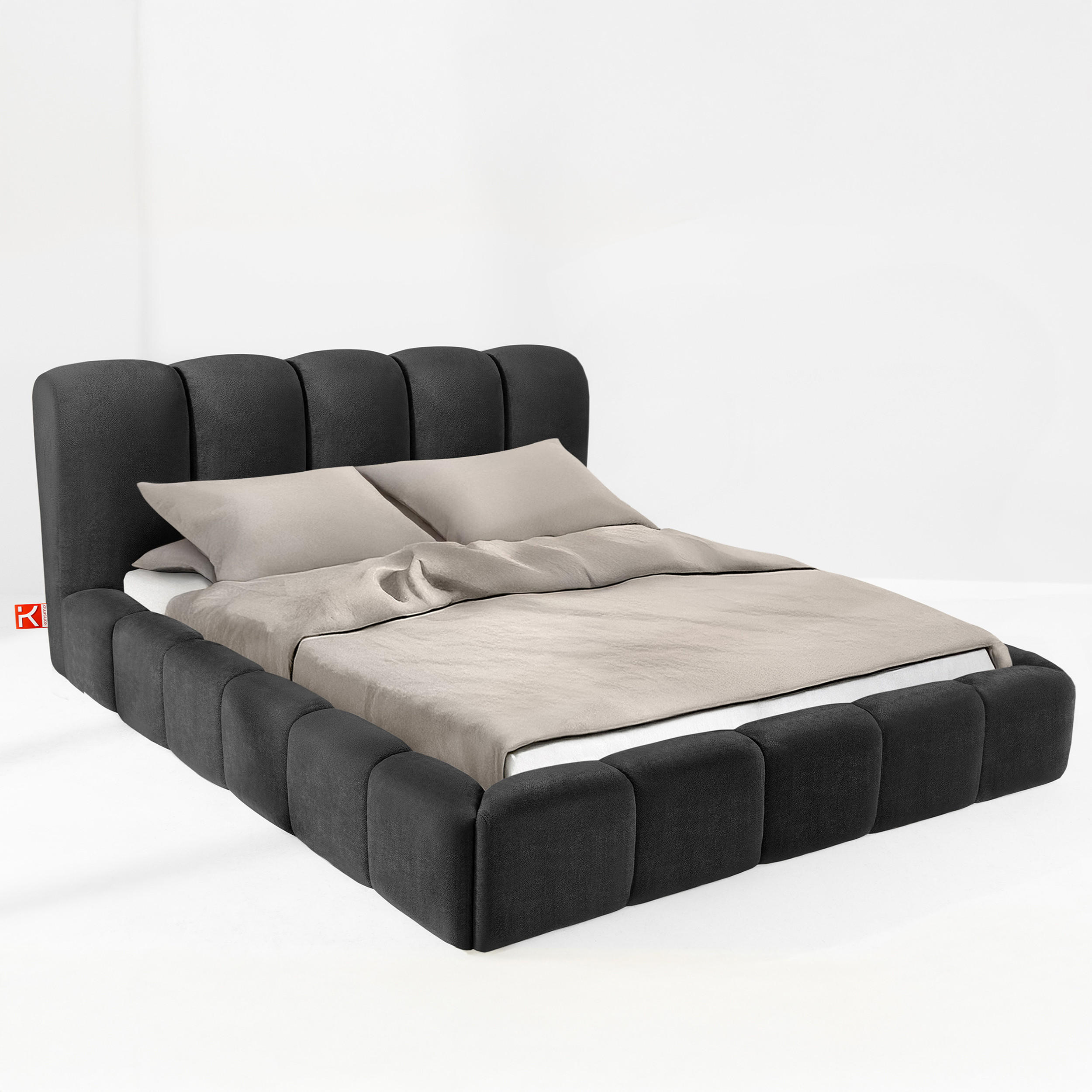 POLSTERBETT MERIDE Chenille, Anthrazit - Anthrazit/Schwarz, Holz/Textil (200/200cm) - KONSIMO®