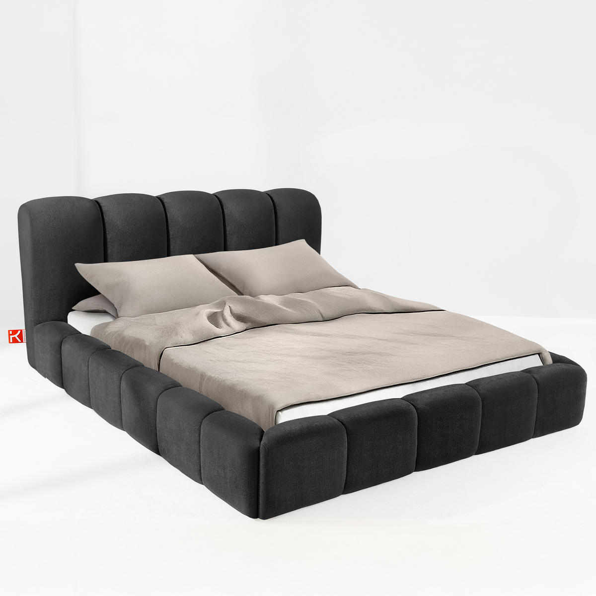 POLSTERBETT MERIDE Chenille, Anthrazit - Anthrazit/Schwarz, Holz/Textil (200/200cm) - KONSIMO®