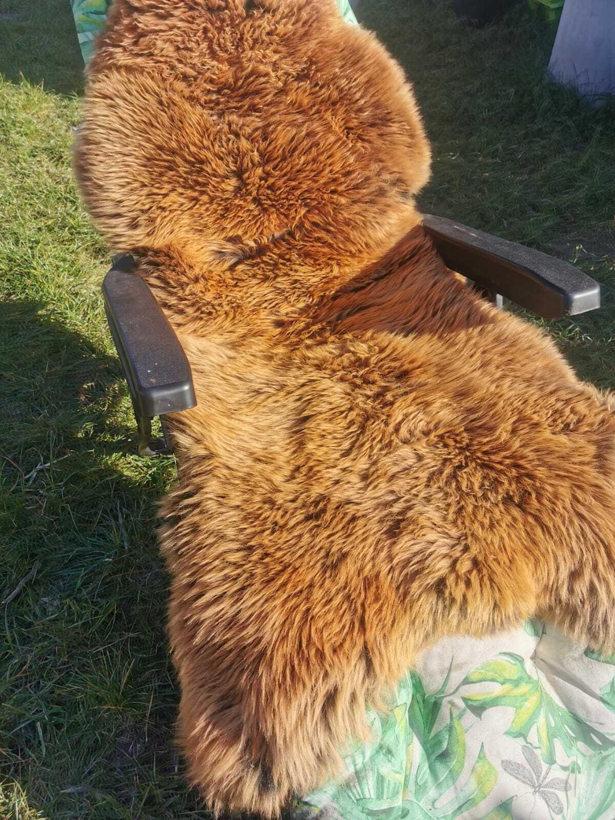 FELL Öko Lammfell Schaffell Gold Braun ca. 115 cm - Goldfarben/Braun, Fell (65/115cm) - Provellus