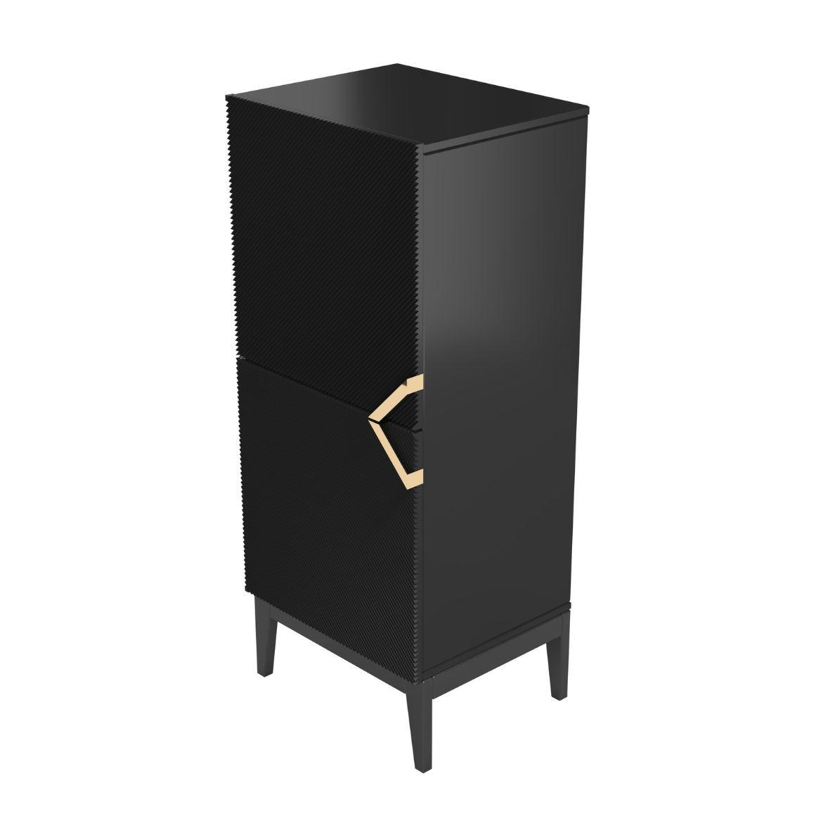 Thumbnail - Visby Highboard, Schwarz, Holz, Holzwerkstoff, 50.5x120.5x42 cm, Wohnzimmer, Kommoden & Sideboards, Highboards