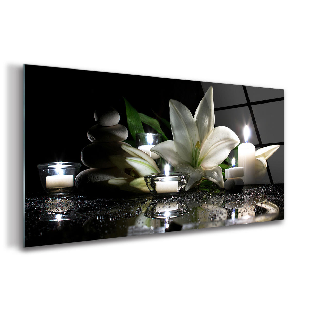 GLASBILD 120x60 cm Lilienblume - Smaragdgrün/Schwarz, Glas (120/60cm) - TULUP