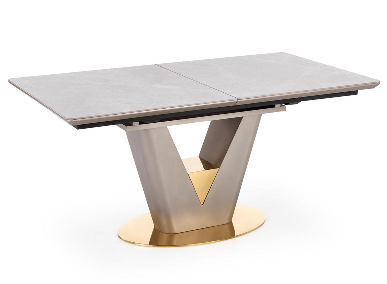 ESSTISCH Valenton grau Marmor / gold / Aschfarben 160-220 / 90 / 76cm - Goldfarben/Grau, Holz/Keramik (90/220/76cm) - Feldmann-Wohnen