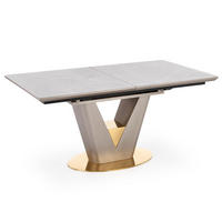 ESSTISCH Valenton grau Marmor / gold / Aschfarben 160-220 / 90 / 76cm - Goldfarben/Grau, Holz/Keramik (90/220/76cm) - Feldmann-Wohnen