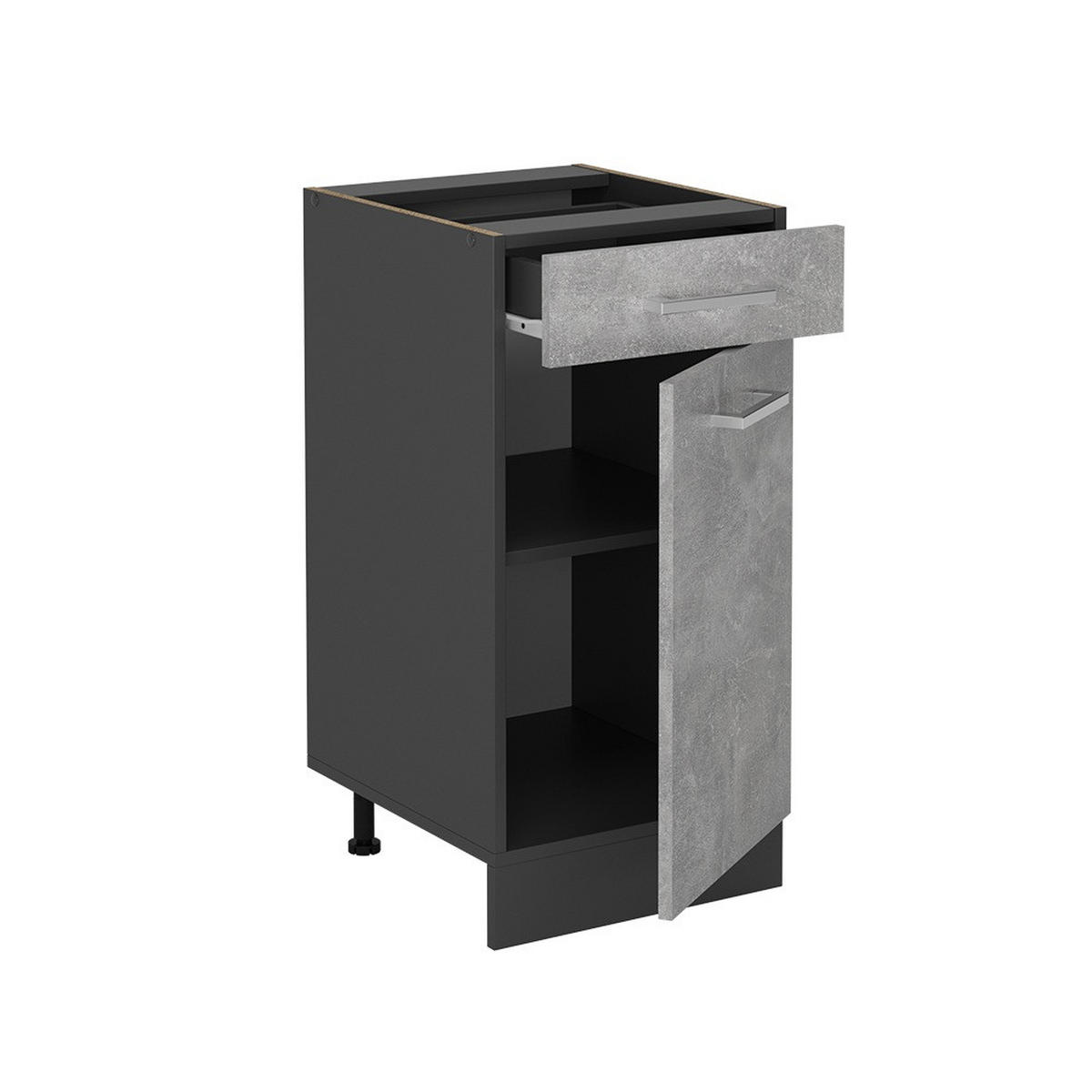 KÜCHENUNTERSCHRANK R-Line Beton 40 cm , AP Eiche - Schieferfarben/Anthrazit, Holzwerkstoff (40/81.6/60cm) - Vicco