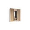 KLEIDERSCHRANK mit Spiegel-Schiebetüren und Aluminium-Leisten, LED-Beleuchtung - LAMELO - 180 cm Weiß+Weiß+Artisan - Weiß, Holzwerkstoff (180/216/61cm) - ALTDECOR
