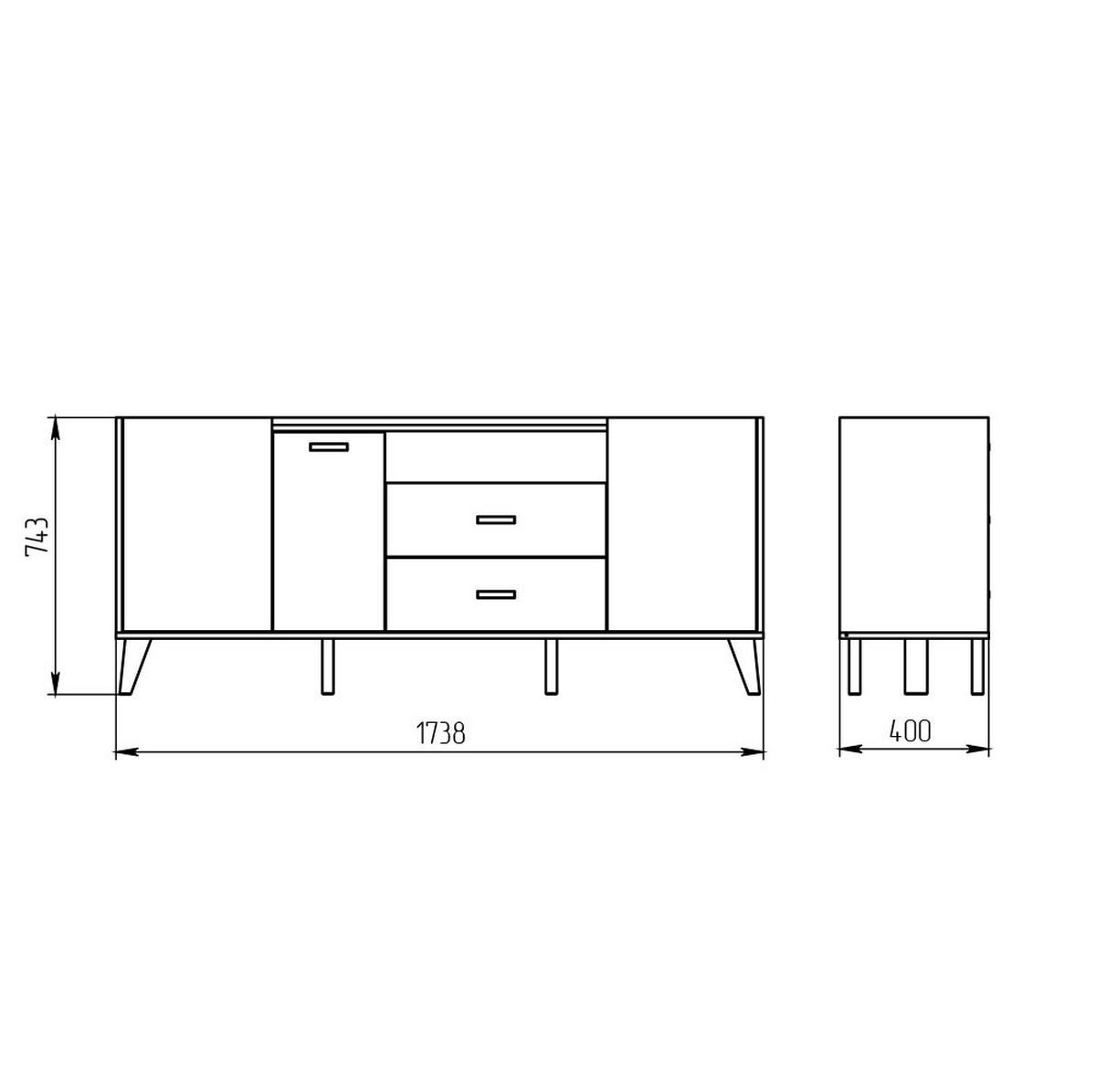 SIDEBOARD Skandi weiß / wotan eiche 174 / 40 / 74cm - Eichefarben/Weiß, Holz/Holzwerkstoff (174/74/40cm) - Feldmann-Wohnen