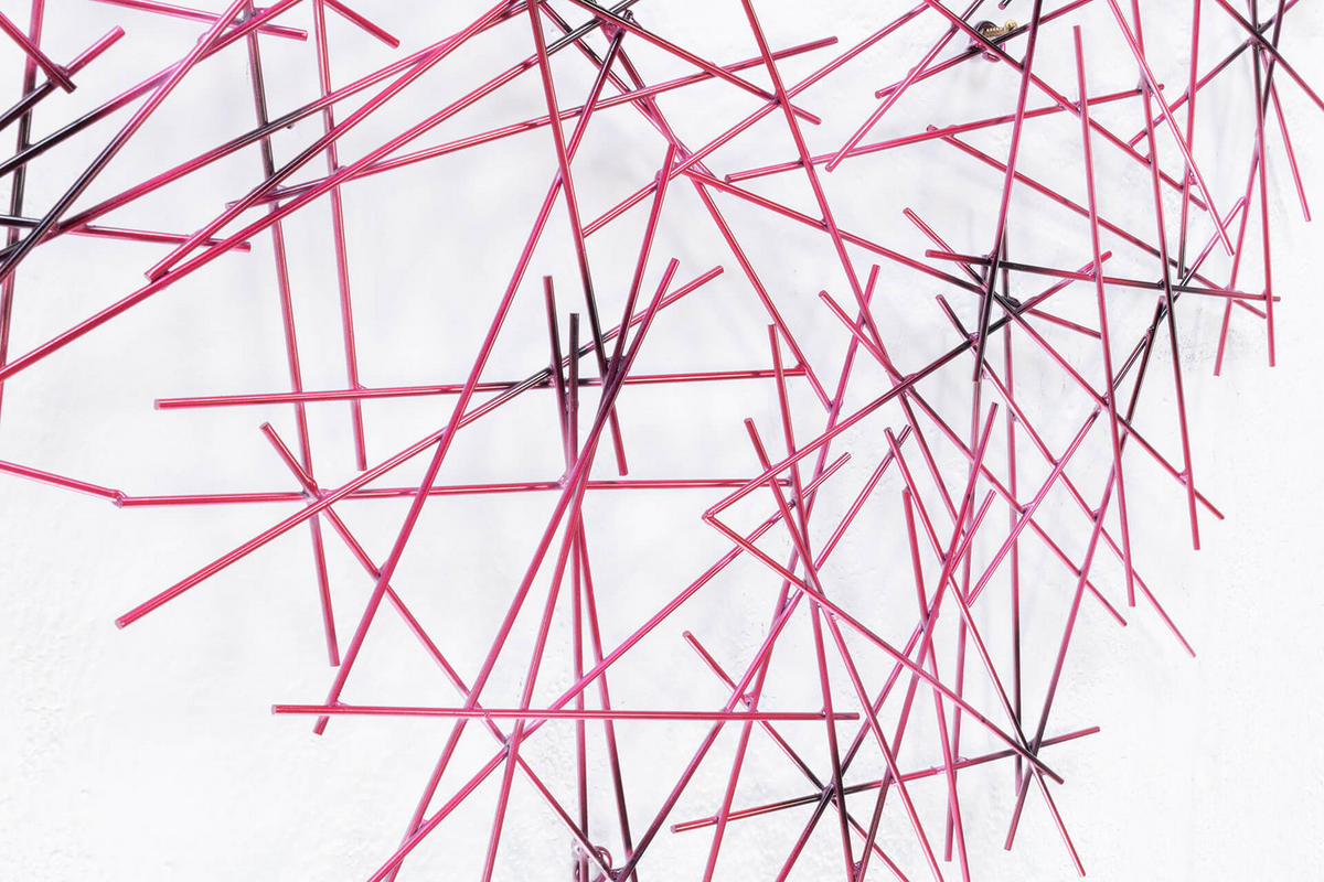 WANDDEKO Pink 111/64 cm - Pink, Metall (4.21/64/3cm) - KUNSTLOFT