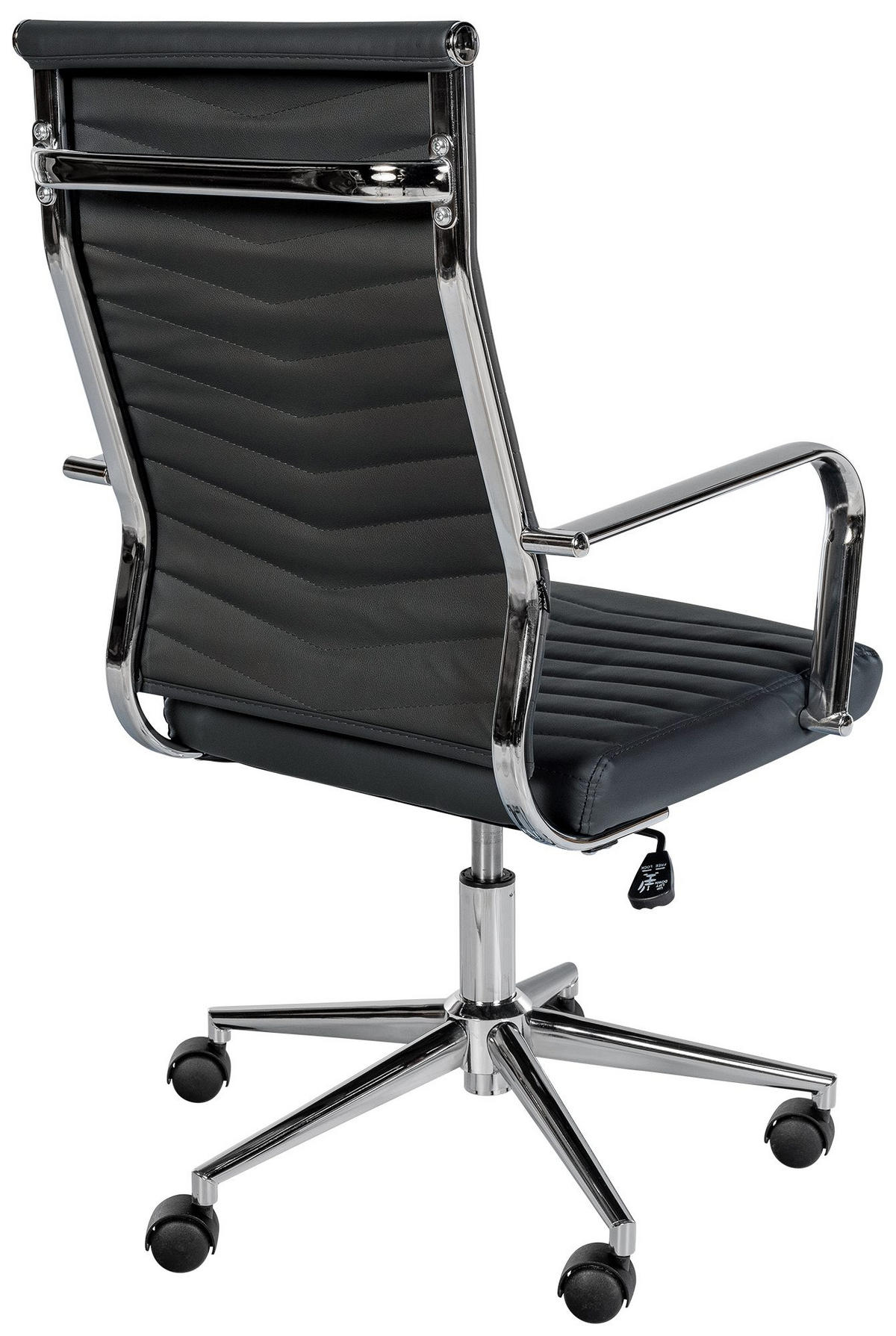 DREHSTUHL Lederlook Schwarz - Chromfarben/Schwarz, Textil/Metall (57/100/60cm) - CLP