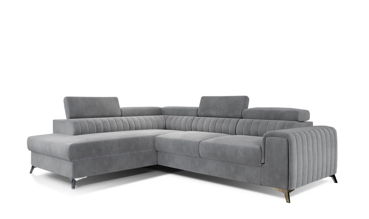 ECKSOFA - OLIVIER (Links, Hellgrau) - Hellgrau/Grau, Textil (275/205cm) - Möblo