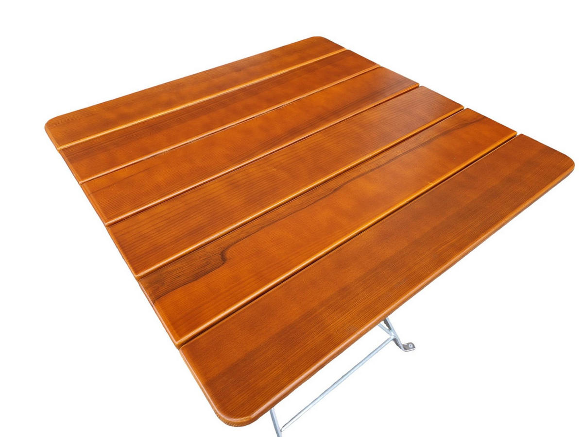 BIERGARTENTISCH BERGTAL 74x70x70cm Klappbar Eschenholz Silber/Braun 2 Peronen - Braun, Holz (70/70/74cm) - CHEFGASTRO