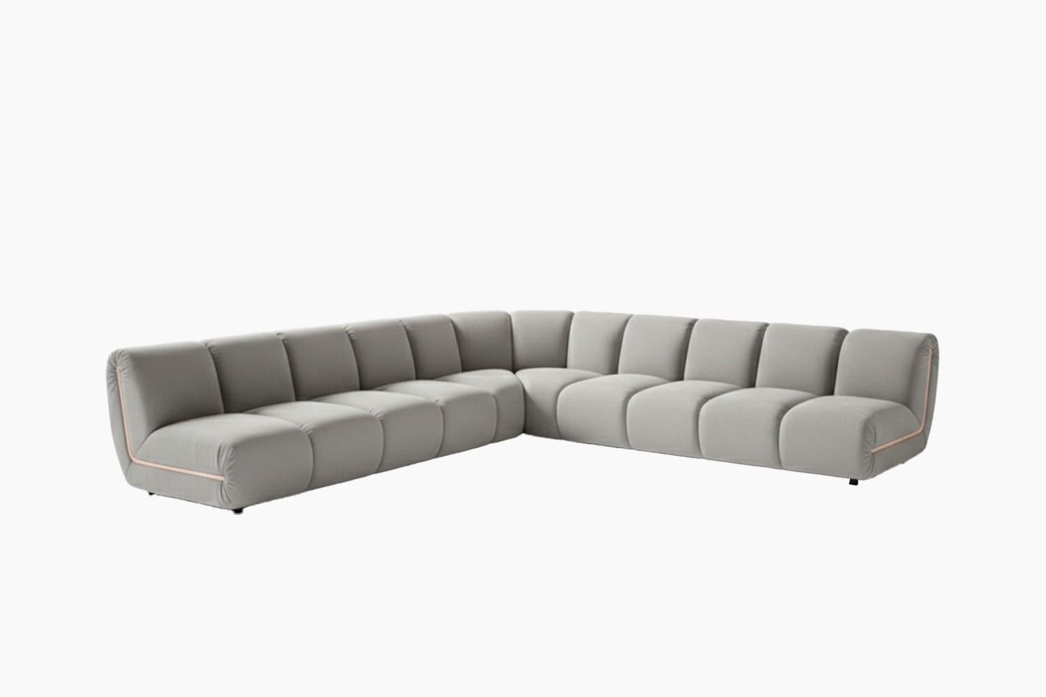 MODULSOFA LAYLA Taupe Velvet - Taupe/Schwarz, Buchenholz/Textil (305/305cm) - KAWOLA