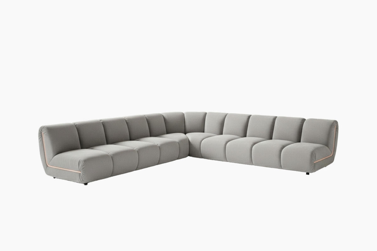 MODULSOFA LAYLA Taupe Velvet - Taupe/Schwarz, Buchenholz/Textil (305/305cm) - KAWOLA