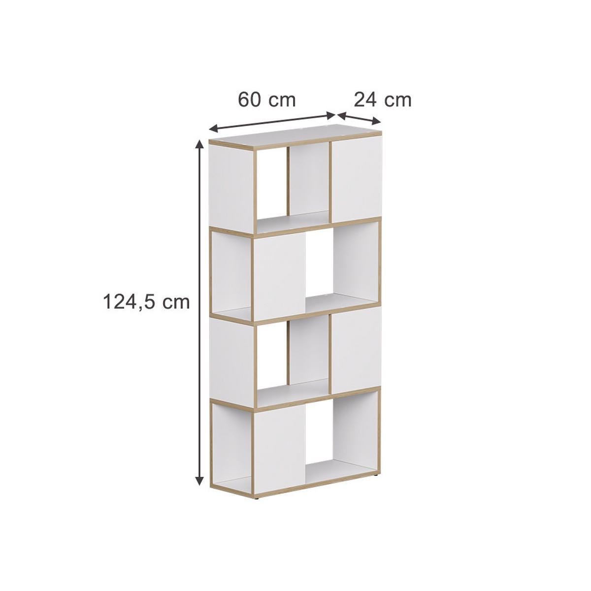RAUMTEILER Eneos Weiß/Eiche 60 x 124.5 cm - Eichefarben/Weiß, Holzwerkstoff (60/124.5/24cm) - Vicco