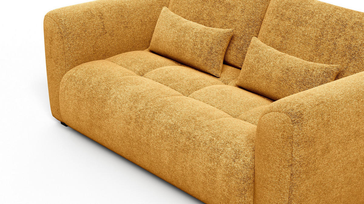SOFA SORENO 3-Sitzer, gelb - Gelb/Schwarz, Holz/Textil (214/94/114cm) - Courtois Laville