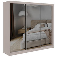 SCHWEBETÜRENSCHRANK mit Schubladen 240 - DUBROWNIK - Kaschmir mit Spiegel - Kaschmir/Alufarben, Holzwerkstoff/Metall (240/216/61cm) - MKS