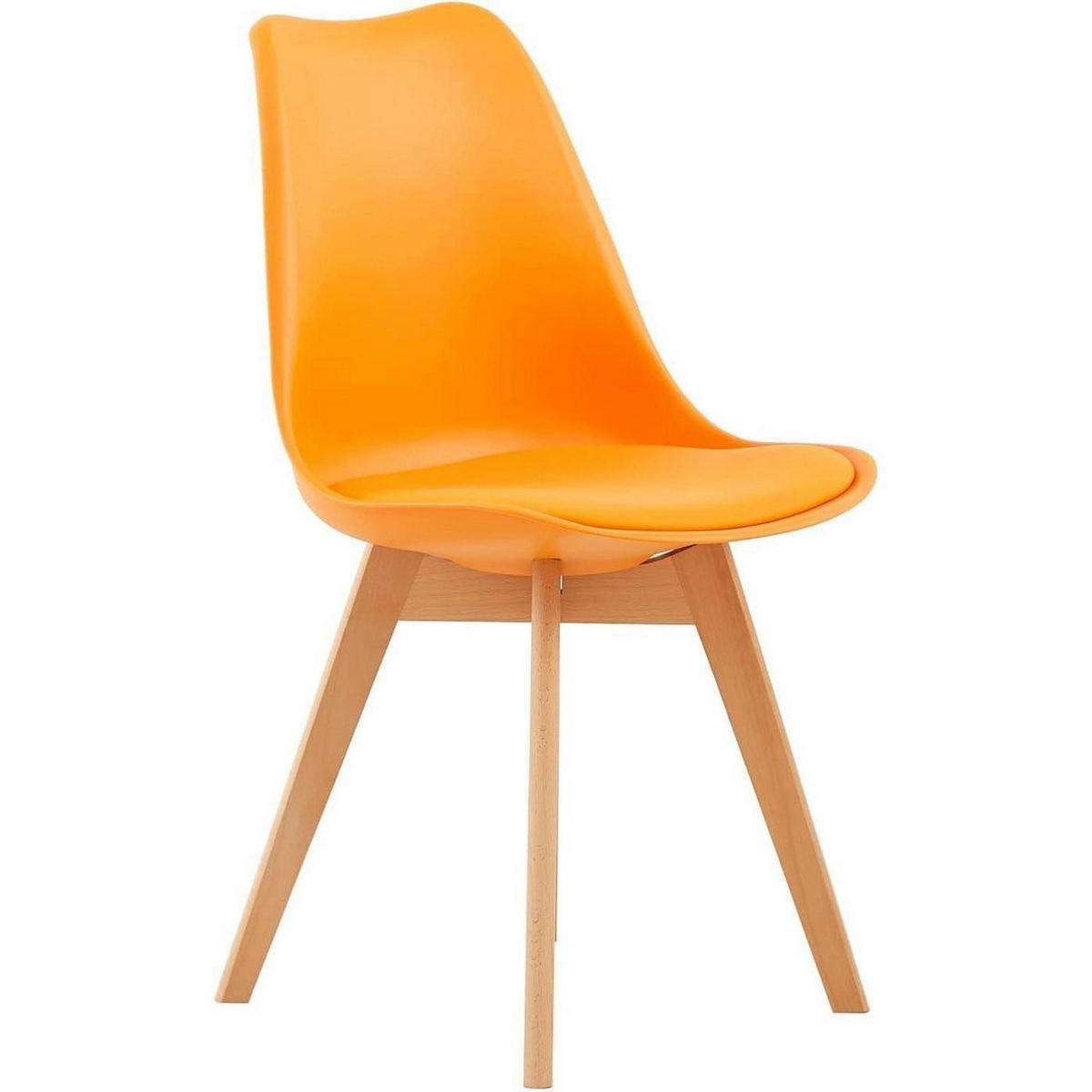 ESSZIMMERSTUHL 4er Set Orange mit Holzbeinen - Orange, Kunststoff (41/82/47.5cm)