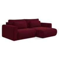 ECKSOFA mit Schlaffunktion Samt Stoff Rot - Bordeaux/Rot, Kunststoff/Textil (240/149cm) - LaMiaSofa