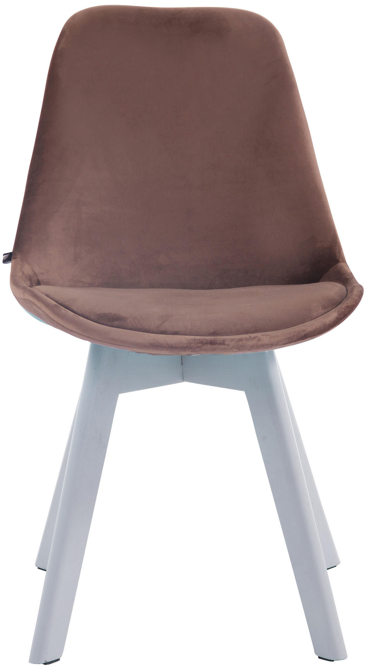 STUHL 4er Set Samt braun - Weiß/Braun, Holz/Textil (48/84/55cm) - CLP