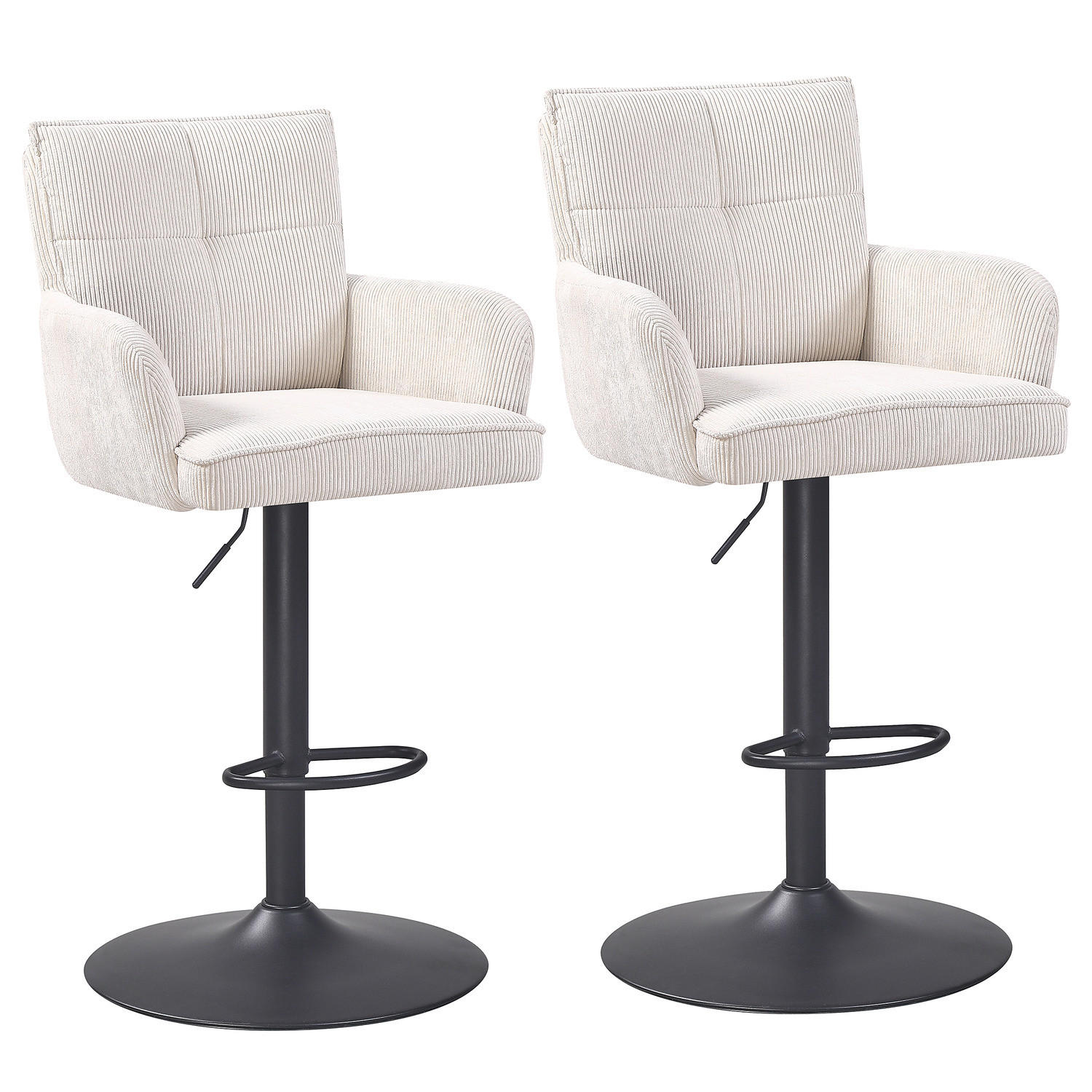 BARSTUHL - 2er-Set - Cord / Stahl - Creme, Textil/Metall (56/100/57cm) - home24