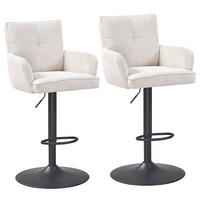 BARSTUHL - 2er-Set - Cord / Stahl - Creme, Textil/Metall (56/100/57cm) - home24